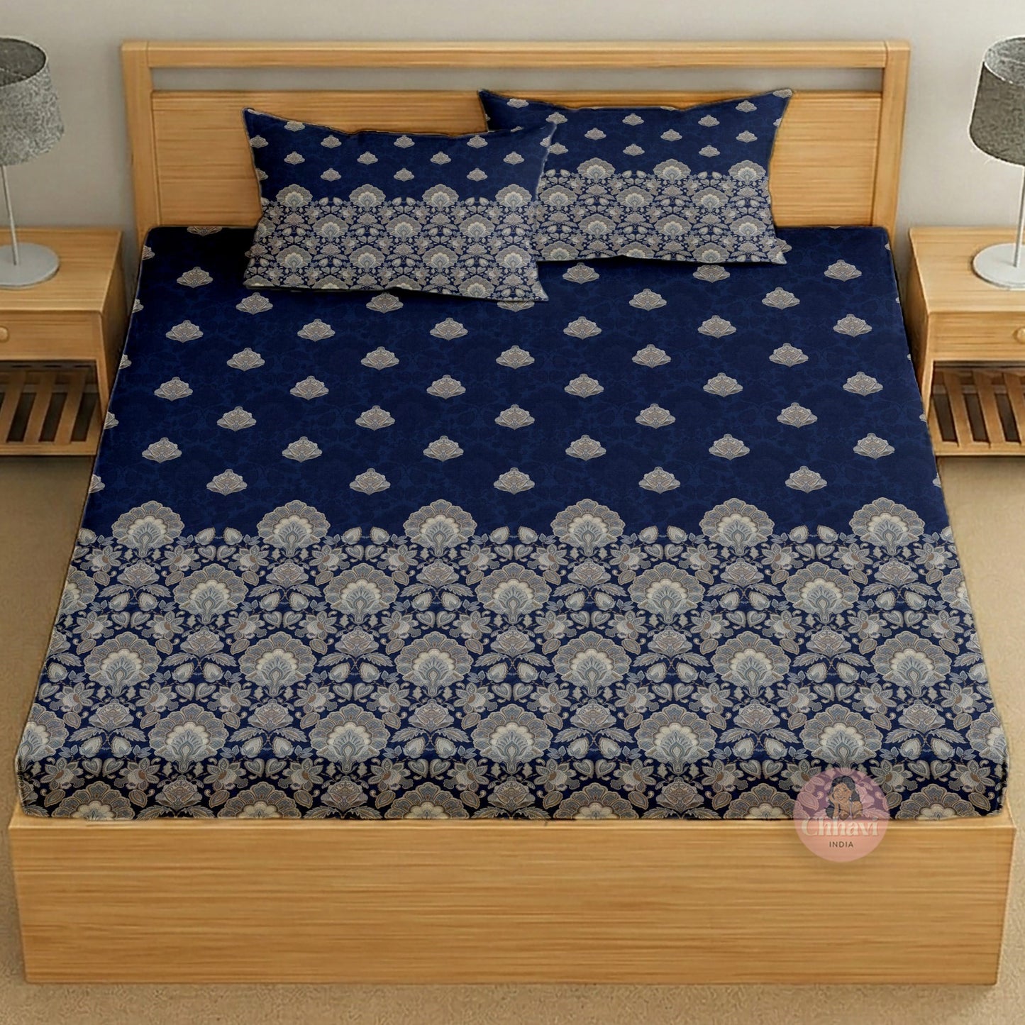 CHHAVI INDIA 210 TC Microfiber Printed King Size Bedsheet With 2 Pillow Covers