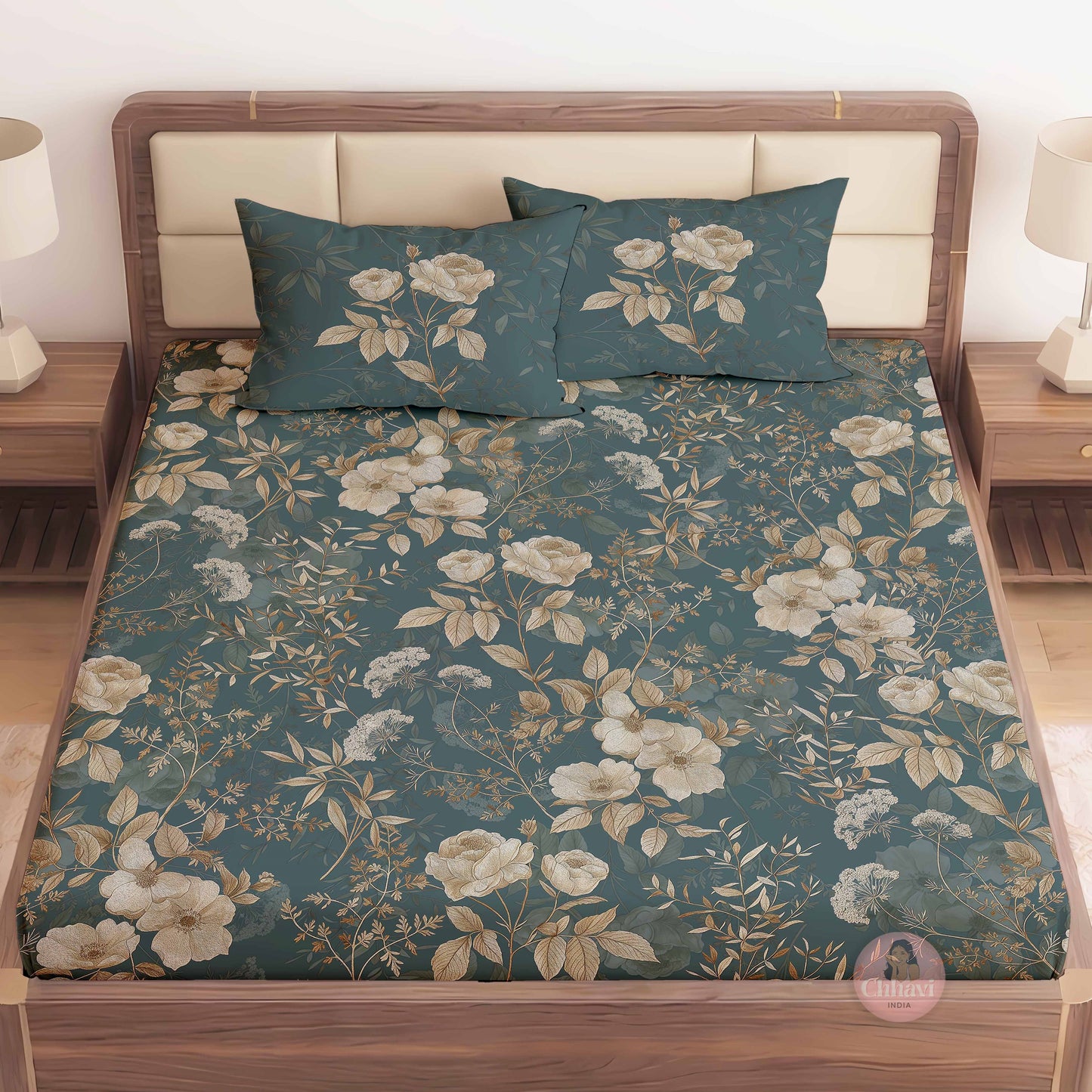 CHHAVI INDIA 210 TC Microfiber Printed King Size Bedsheet With Pillow Covers