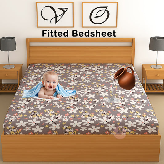 CHHAVI INDIA 210 TC Microfiber Waterproof Printed Fitted (Elastic) Bedsheet
