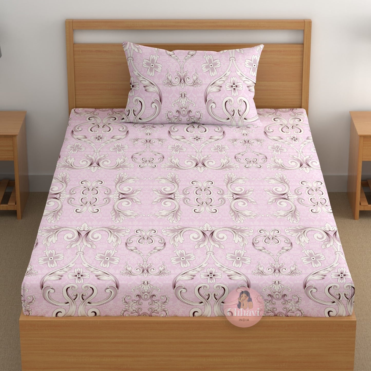 CHHAVI INDIA 180 TC Microfiber Printed Single Bedsheet With 1 Pillow Cover