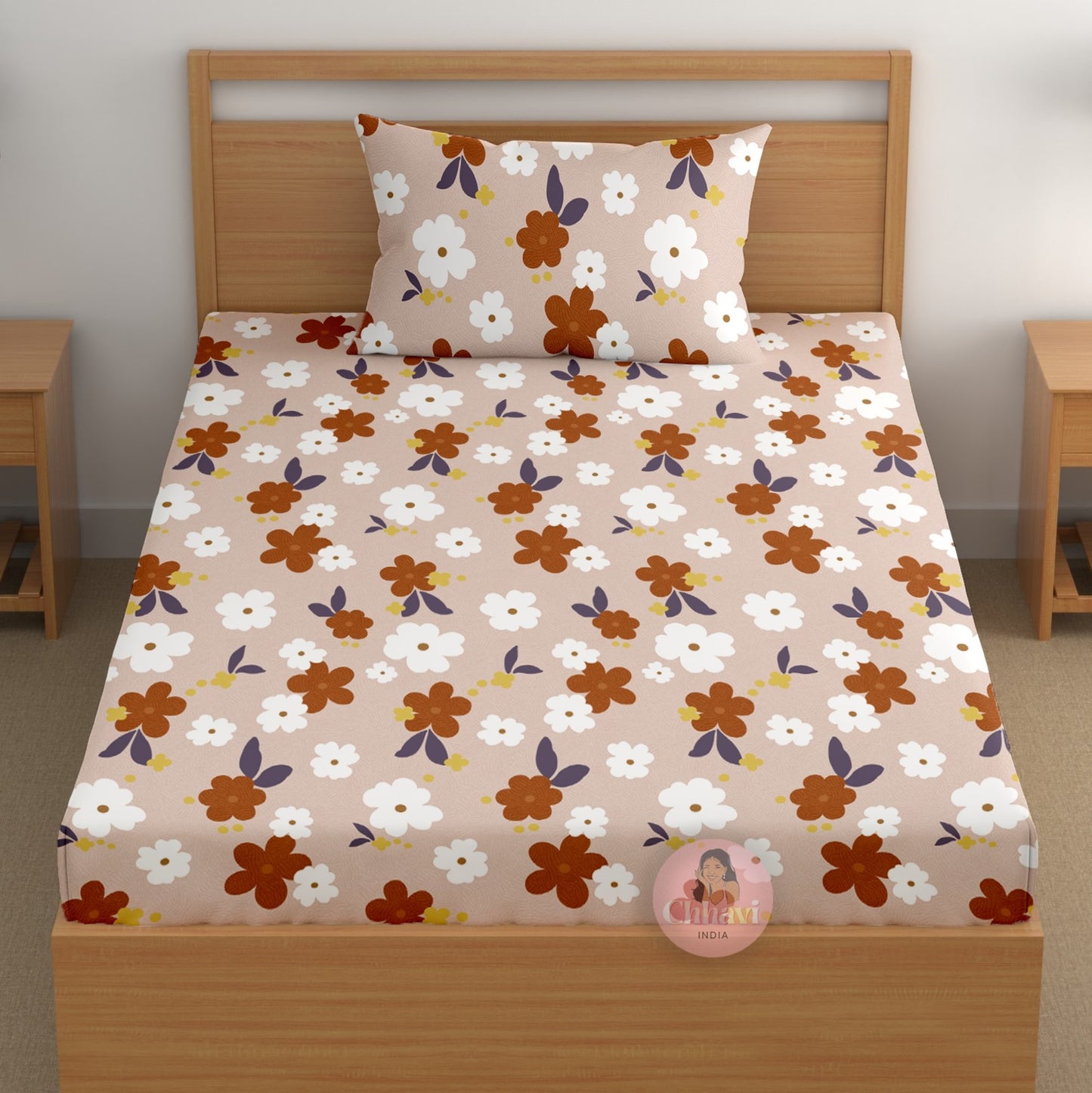 CHHAVI INDIA 180 TC Microfiber Printed Single Bedsheet With 1 Pillow Cover