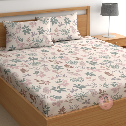 CHHAVI INDIA 210 TC Microfiber Printed Double Bedsheet With 2 Pillow Covers