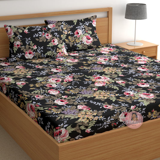 CHHAVI INDIA 180 TC Microfiber Printed Double Bedsheet With 2 Pillow Covers