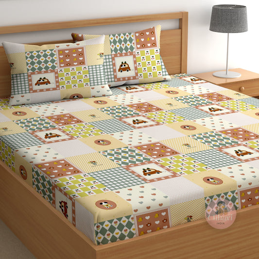 CHHAVI INDIA 210 TC Microfiber Printed Double Bedsheet With 2 Pillow Covers