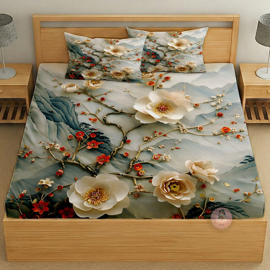 CHHAVI INDIA 210 TC Microfiber Printed King Size Bedsheet With 2 Pillow Covers