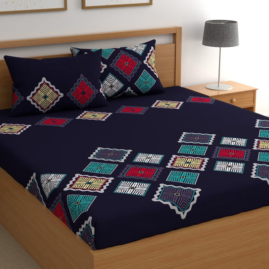 CHHAVI INDIA 210 TC Microfiber Printed Double Bedsheet With 2 Pillow Covers
