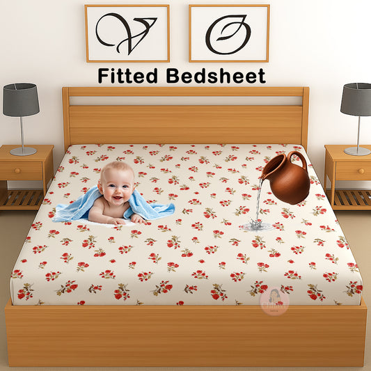 CHHAVI INDIA 210 TC Microfiber Waterproof Printed Fitted (Elastic) Bedsheet