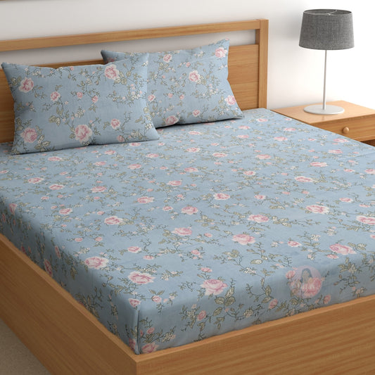 CHHAVI INDIA 210 TC Microfiber Printed King Size Bedsheet With Pillow Covers