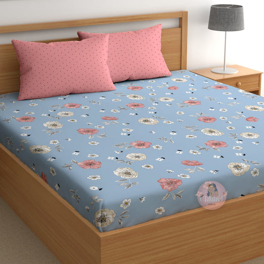 CHHAVI INDIA 210 TC Microfiber Printed King Size Bedsheet With 2 Pillow Covers
