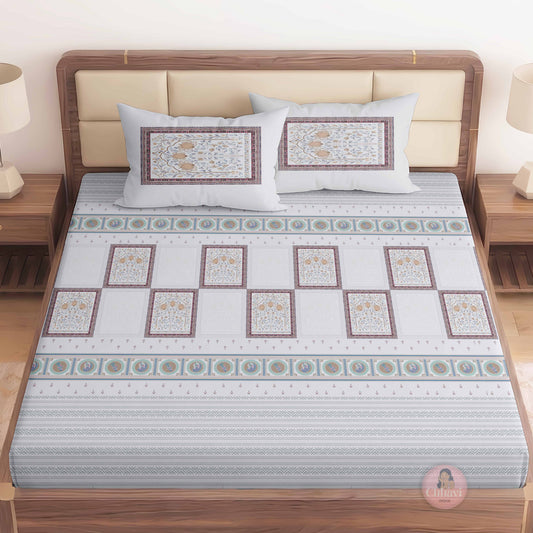 CHHAVI INDIA 210 TC Microfiber Printed King Size Bedsheet With Pillow Covers