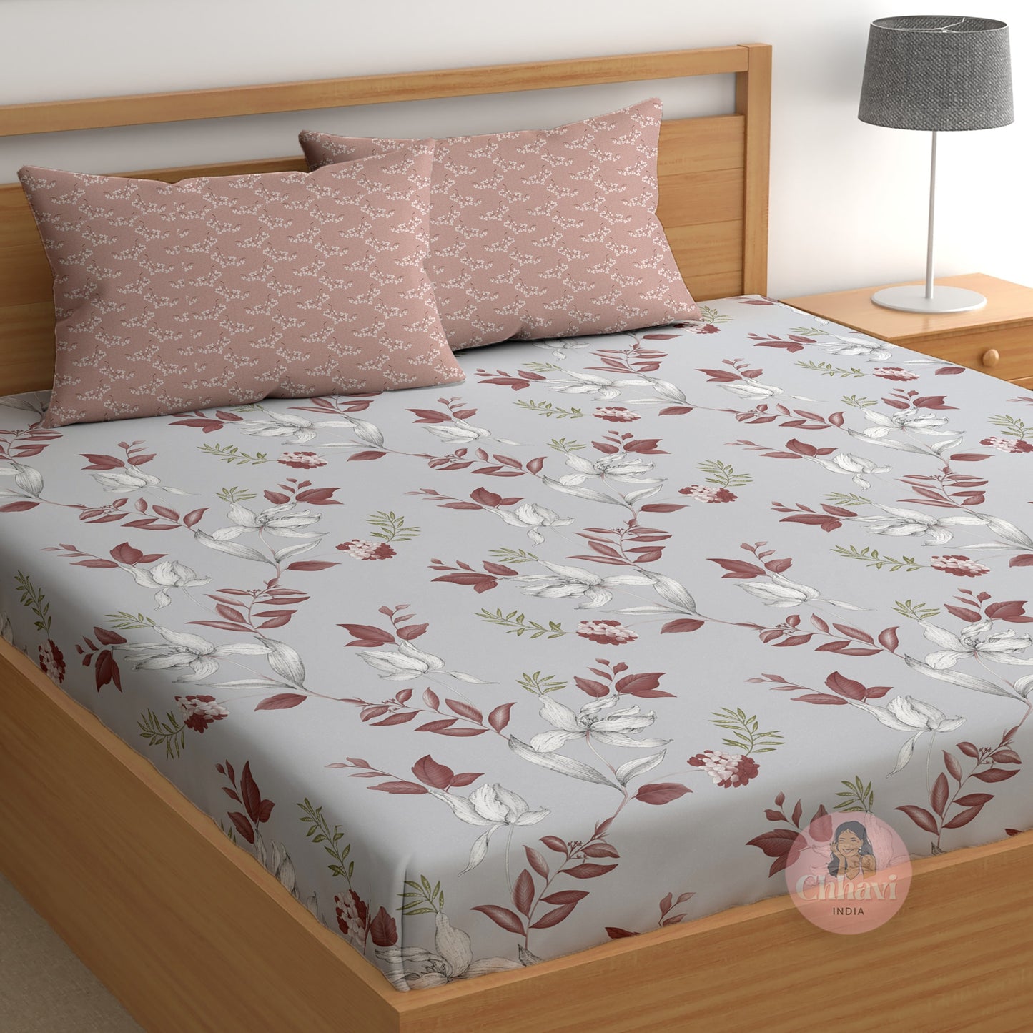 CHHAVI INDIA 210 TC Microfiber Printed King Size Bedsheet With Pillow Covers