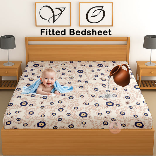 CHHAVI INDIA 210 TC Microfiber Waterproof Printed Fitted (Elastic) Bedsheet