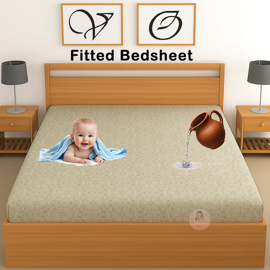 CHHAVI INDIA 210 TC Microfiber Waterproof Printed Fitted (Elastic) Bedsheet