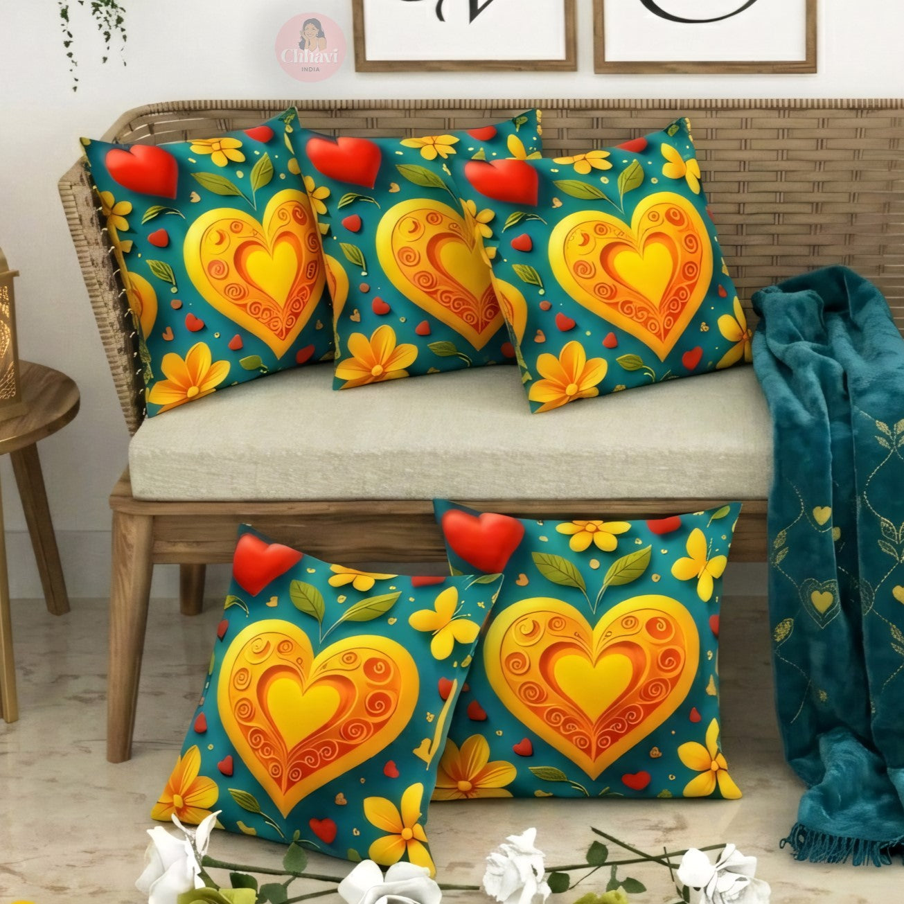 CHHAVI INDIA Microfiber Cushions Cover Pack of 5