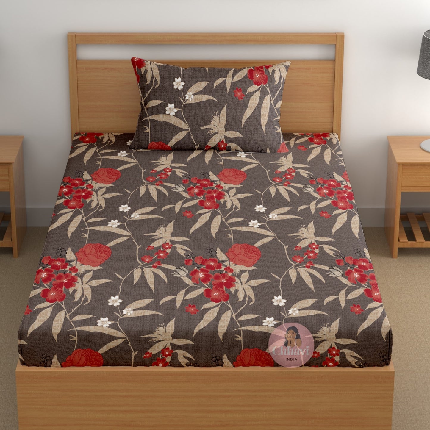CHHAVI INDIA 180 TC Microfiber Printed Single Bedsheet With 1 Pillow Cover