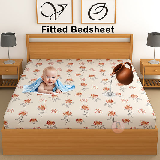 CHHAVI INDIA 210 TC Microfiber Waterproof Printed Fitted (Elastic) Bedsheet