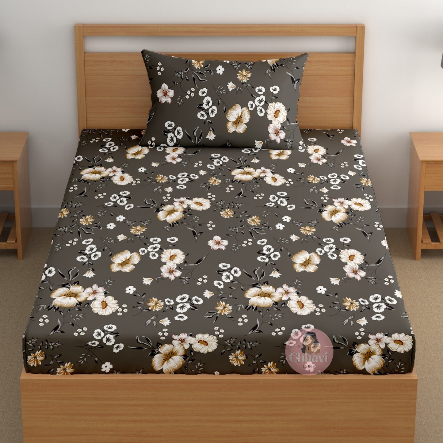 CHHAVI INDIA 180 TC Microfiber Printed Single Bedsheet With 1 Pillow Cover