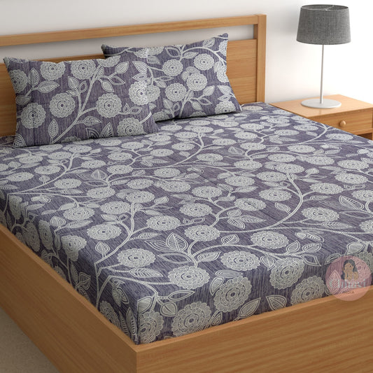 CHHAVI INDIA 210 TC Microfiber Printed King Size Bedsheet With Pillow Covers