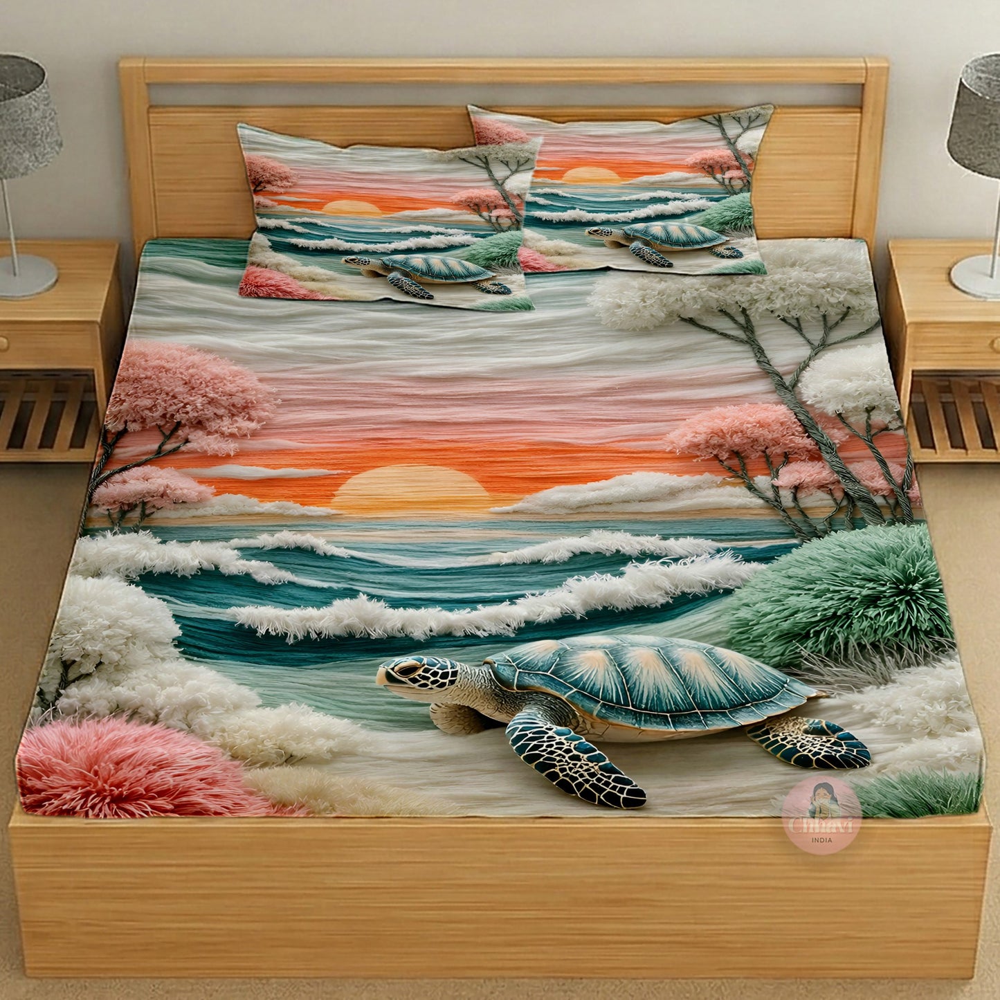 CHHAVI INDIA 210 TC Microfiber Printed King Size Bedsheet With 2 Pillow Covers
