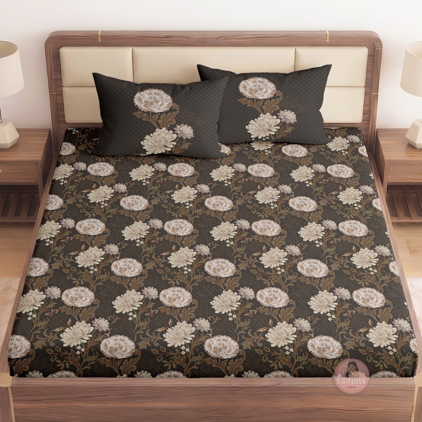 CHHAVI INDIA 210 TC Microfiber Printed King Size Bedsheet With Pillow Covers