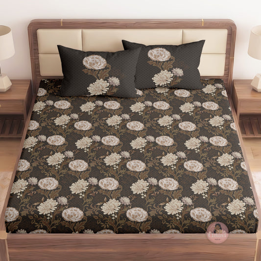 CHHAVI INDIA 210 TC Microfiber Printed King Size Bedsheet With Pillow Covers