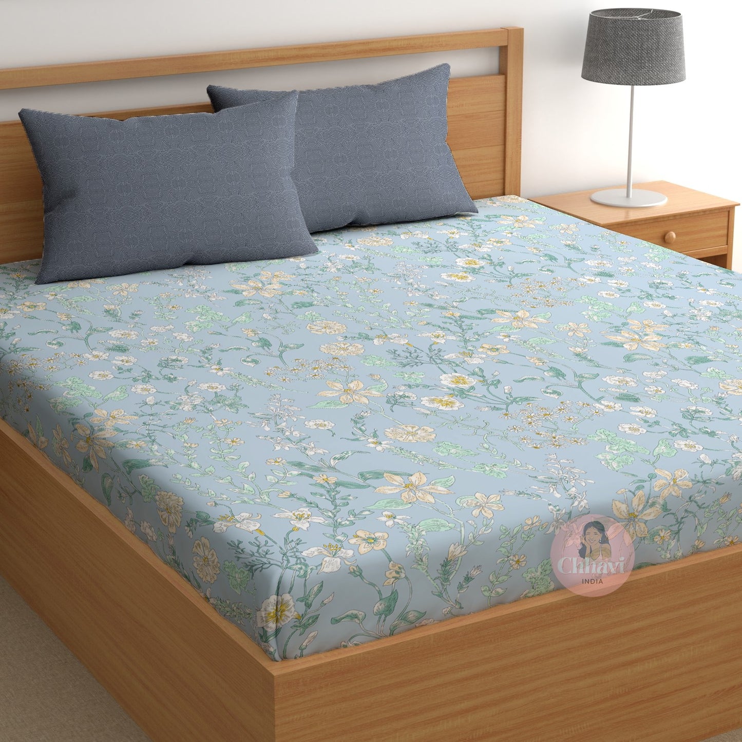 CHHAVI INDIA 210 TC Microfiber Printed King Size Bedsheet With 2 Pillow Covers