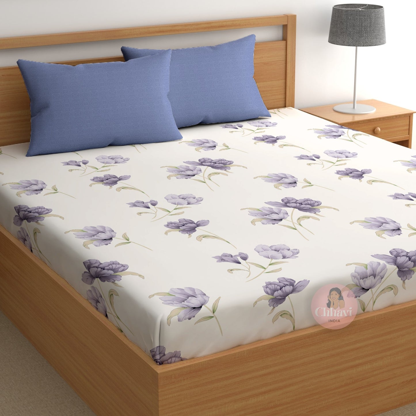 CHHAVI INDIA 210 TC Microfiber Printed King Size Bedsheet With 2 Pillow Covers