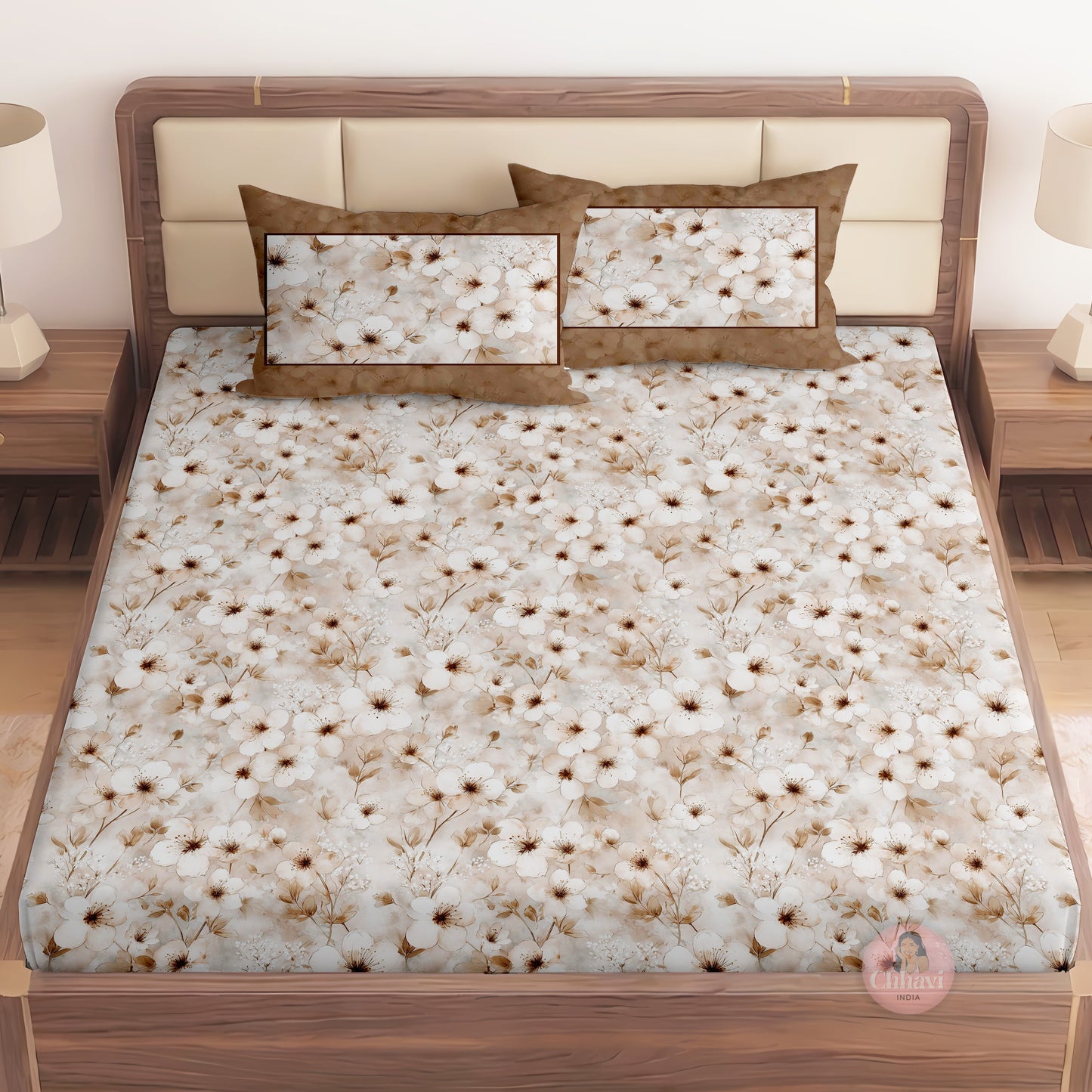 CHHAVI INDIA 210 TC Microfiber Printed King Size Bedsheet With Pillow Covers