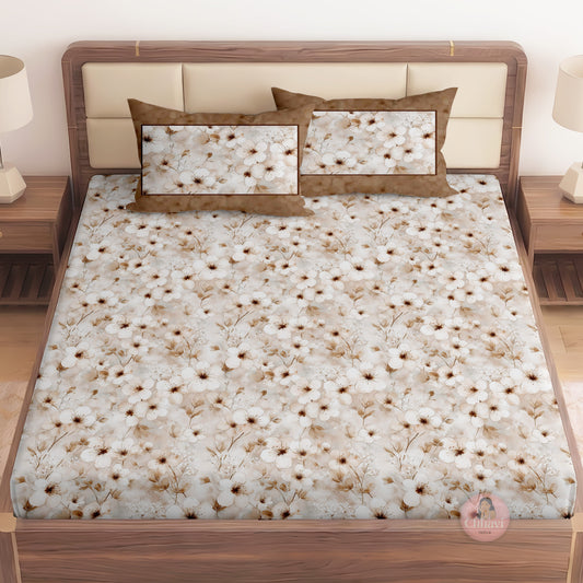 CHHAVI INDIA 210 TC Microfiber Printed King Size Bedsheet With Pillow Covers