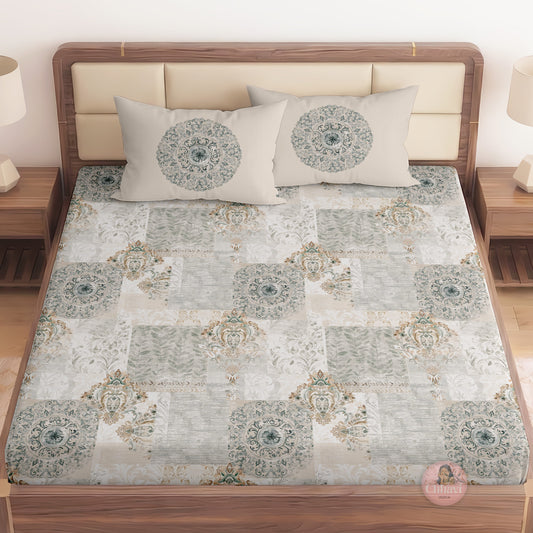 CHHAVI INDIA 210 TC Microfiber Printed King Size Bedsheet With Pillow Covers