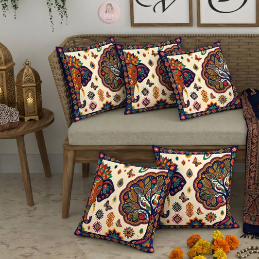 CHHAVI INDIA Microfiber Cushions Cover Pack of 5
