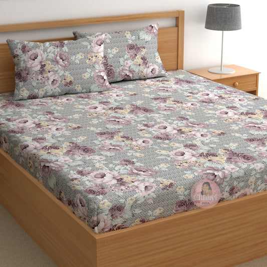 CHHAVI INDIA 180 TC Microfiber Printed Double Bedsheet With 2 Pillow Covers