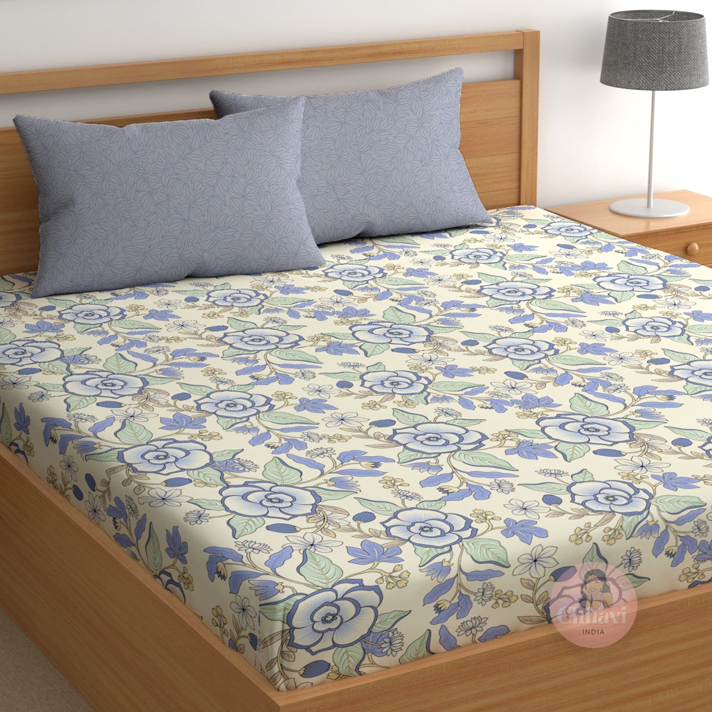 CHHAVI INDIA 210 TC Microfiber Printed King Size Bedsheet With Pillow Covers