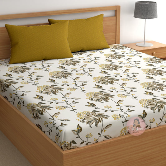 CHHAVI INDIA 210 TC Microfiber Printed King Size Bedsheet With 2 Pillow Covers