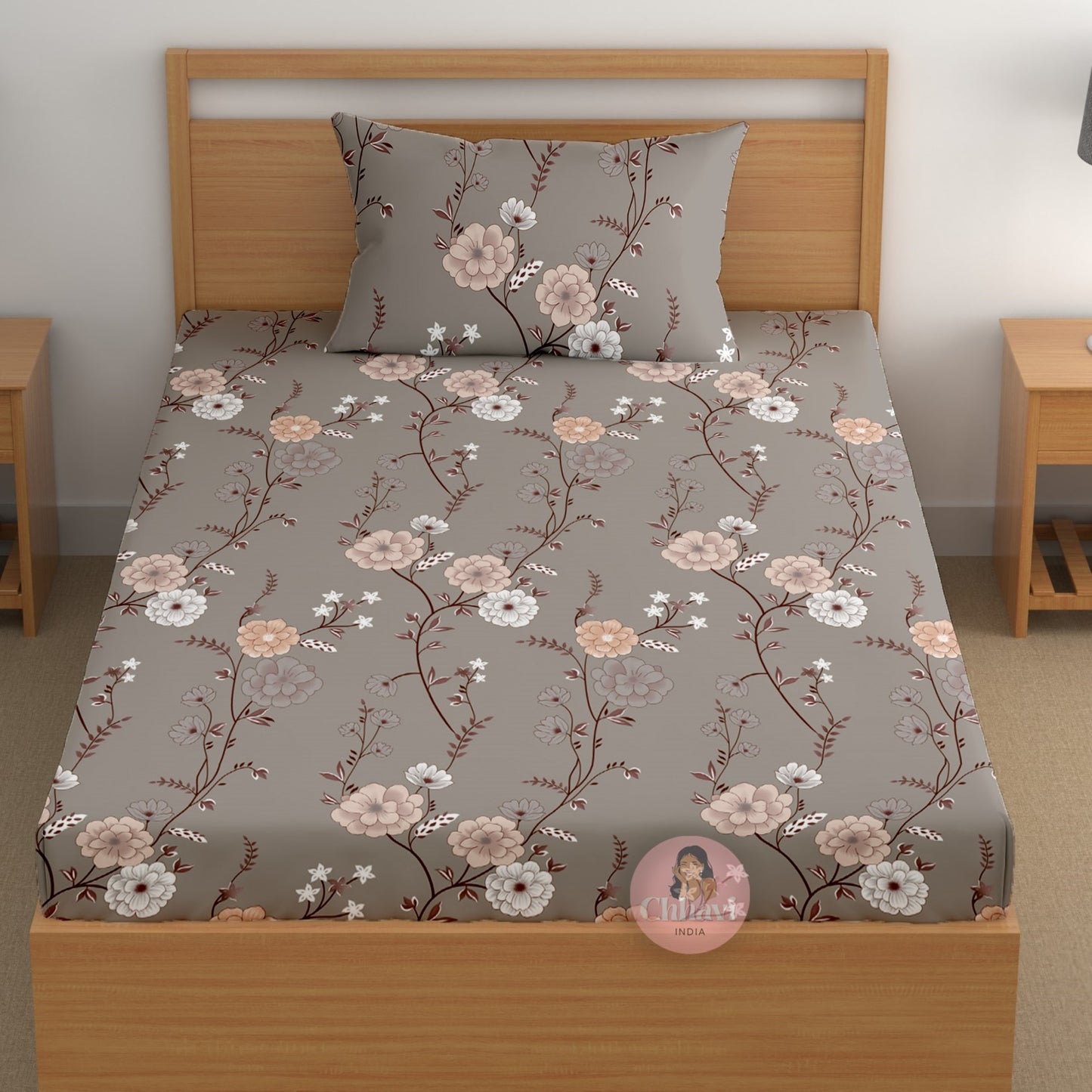 CHHAVI INDIA 180 TC Microfiber Printed Single Bedsheet With 1 Pillow Cover