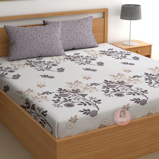 CHHAVI INDIA 210 TC Microfiber Printed King Size Bedsheet With 2 Pillow Covers