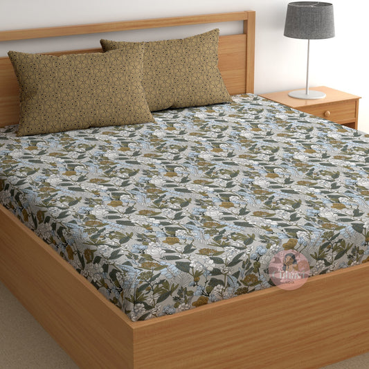 CHHAVI INDIA 210 TC Microfiber Printed King Size Bedsheet With 2 Pillow Covers