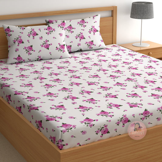 CHHAVI INDIA 210 TC Microfiber Printed Double Bedsheet With 2 Pillow Covers