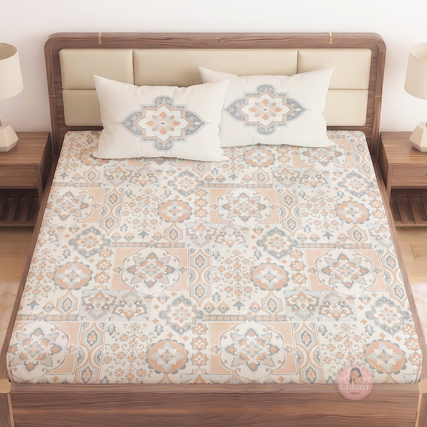 CHHAVI INDIA 210 TC Microfiber Printed King Size Bedsheet With Pillow Covers