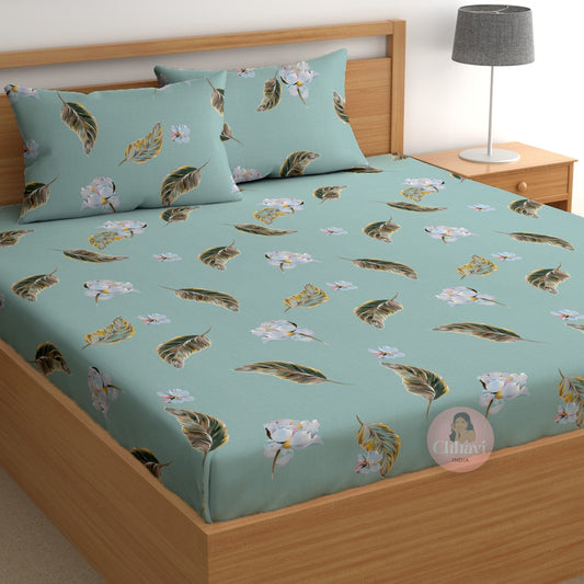 CHHAVI INDIA 210 TC Microfiber Printed Double Bedsheet With Pillow Covers