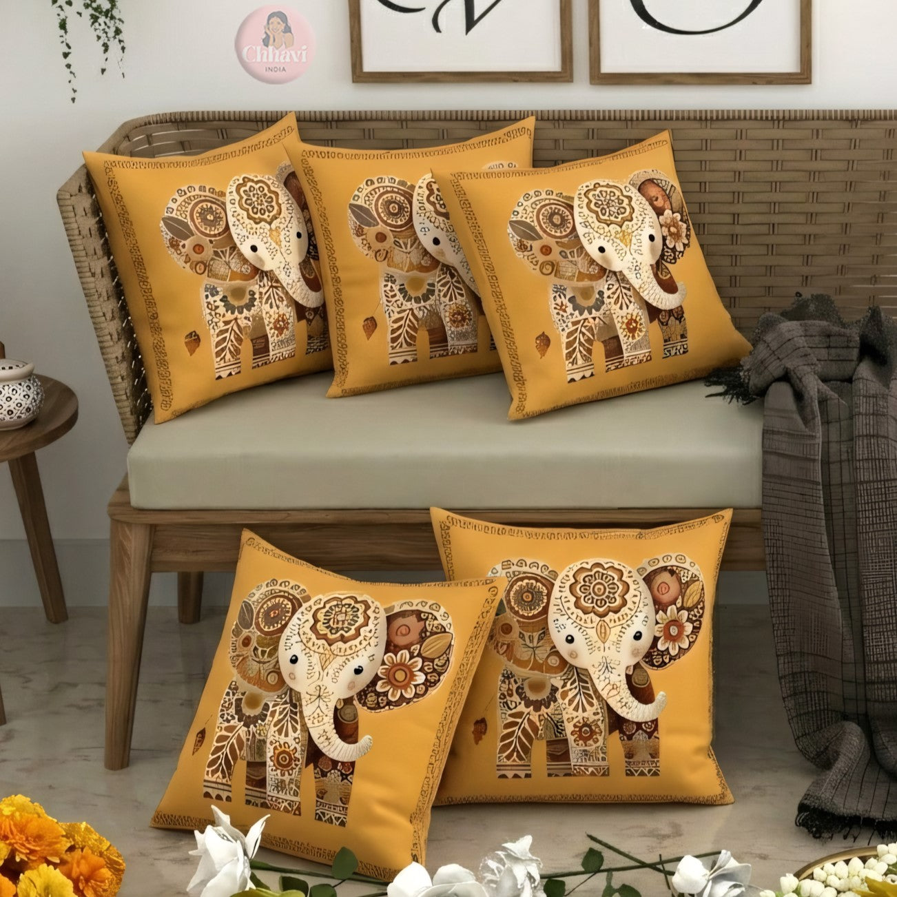 CHHAVI INDIA Microfiber Cushions Cover Pack of 5