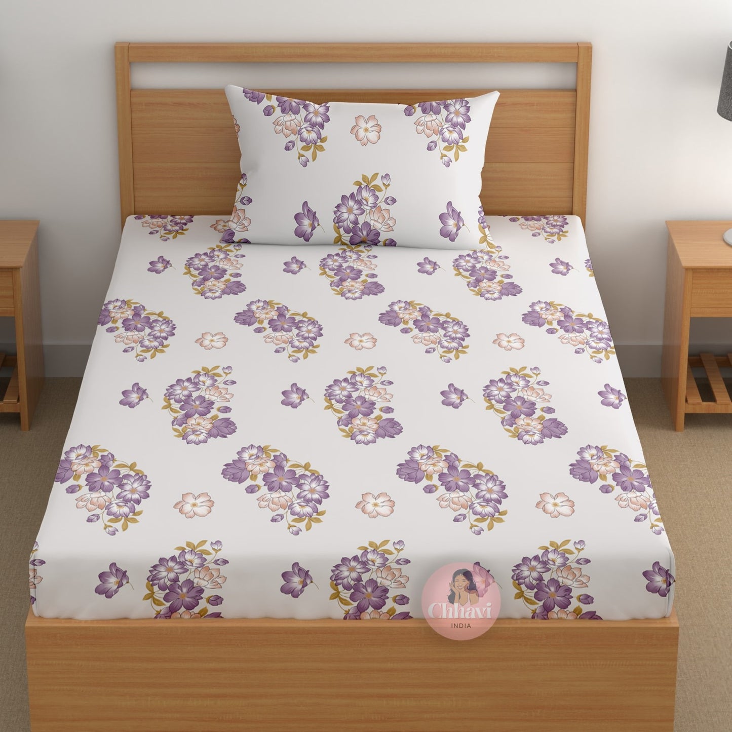 CHHAVI INDIA 180 TC Microfiber Printed Single Bedsheet With 1 Pillow Cover