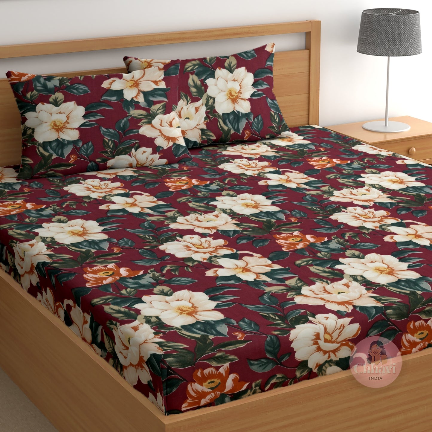 CHHAVI INDIA 210 TC Microfiber Printed Double Bedsheet With 2 Pillow Covers