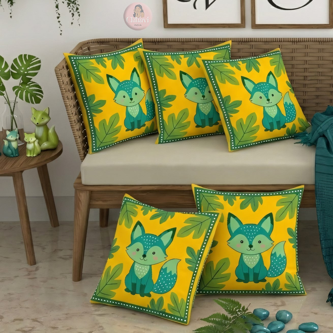 CHHAVI INDIA Microfiber Cushions Cover Pack of 5