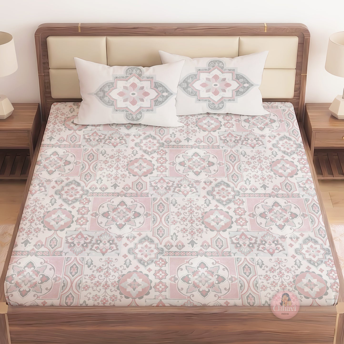 CHHAVI INDIA 210 TC Microfiber Printed King Size Bedsheet With Pillow Covers