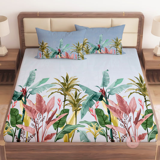 CHHAVI INDIA 210 TC Microfiber Printed King Size Bedsheet With Pillow Covers
