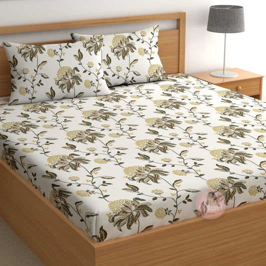 CHHAVI INDIA 210 TC Microfiber Printed Double Bedsheet With Pillow Covers