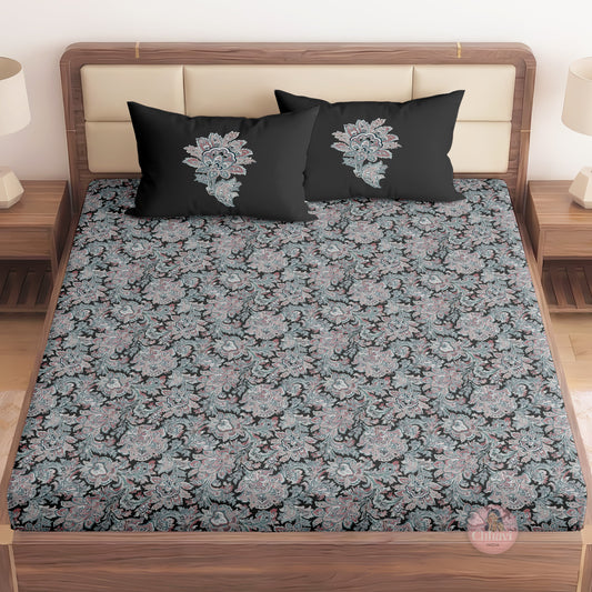 CHHAVI INDIA 210 TC Microfiber Printed King Size Bedsheet With Pillow Covers