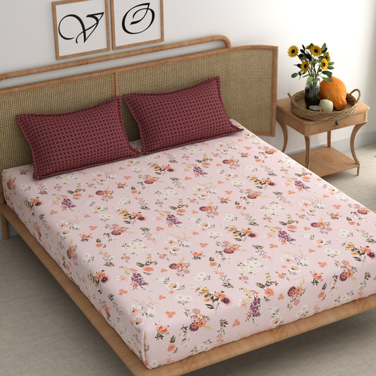 CHHAVI INDIA 210 TC Microfiber Printed King Size Bedsheet With Pillow Covers