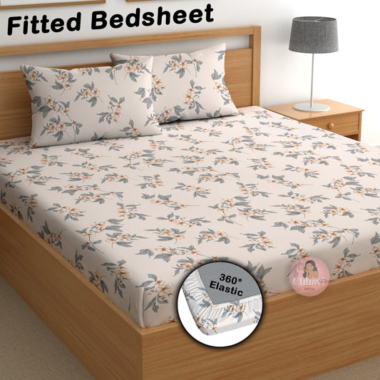CHHAVI INDIA 180 TC Microfiber Double Fitted  Size Printed Bedsheet